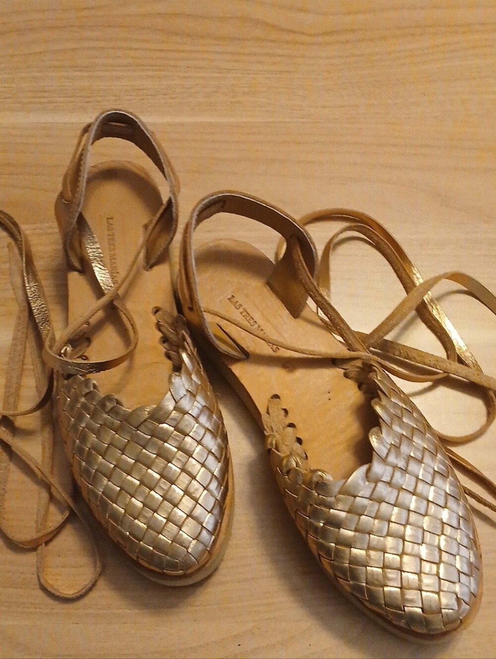 Las Tres Marias Woven "Rose Gold" Lace-Up Gladiator Style Sandals in Size 6